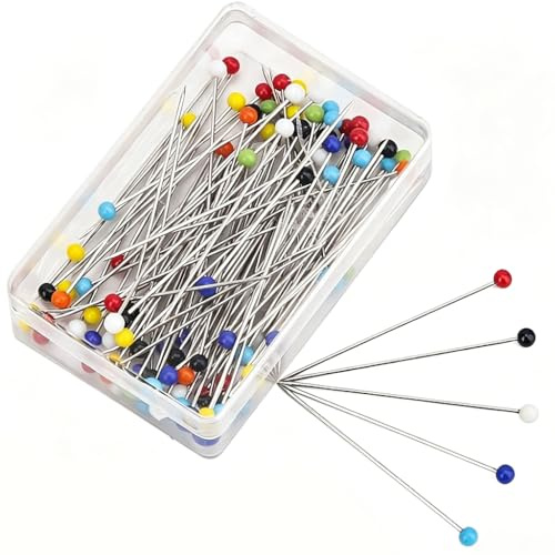 600 Pièces Épingles Couture 38mm, Epingle à Tête Ronde en Céramique Multicolores, Aiguilles Couture Longues Fines avec Boîte pour Tissus, Bijoux, Bricolage, Couture Accessoires Mercerie et Pins