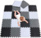 meiqicool Puzzlematte Spielmatte Spielteppich Schaumstoff Puzzle Kinderteppich Boden Puzzle kriechen Play Spiel Matte für Baby Kinder,Kleinkind sicher zu verwenden Schwarz-weiß-grau 18 PCS 010412