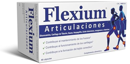 Flexium Articulaciones 60 Cápsulas - Contribuye al Mantenimiento de los Huesos, al Funcionamiento de los Cartílagos y a la Formación de Tejido Conectivo - con Glucosamina, Manganeso y Vitaminas