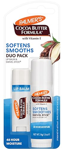 Palmer's Cocoa Butter Formula Duo Pack, Moisturizing Swivel Stick and Lip Balm with Vitamin E, All Day Moisturization, For use on Lips, Dry Patches, Marks & Scars (Pack of 2)