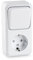 HEITECH Ensemble prise de courant et interrupteur saillie IP20 terre - Prise de courant terre et interrupteur intérieur - Prise de courant avec verrouillage sécurité enfant - 250 V 16A
