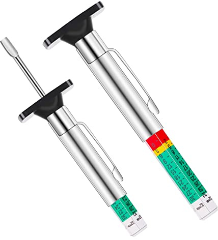 cobee Misuratore di profondità del battistrada, Calibro di profondità del pneumatico con codice colore intelligente Misuratori di profondità del battistrada per auto con codice colore(25MM/32nds, 2pcs