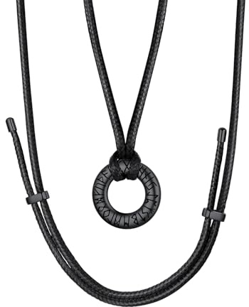 FaithHeart Cerchio Collana Vichinga Anello di Mobius Ciondolo Rune Vichinghe Amuleto del Mito Nordico Collanina Pelle Intrecciata Nodo Celtico Regalo Compleanno per Lui Coppie