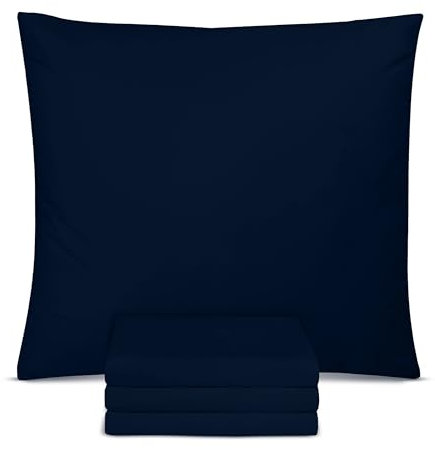 Utopia Bedding – 4er-Set Kissenbezüge – 60 x 60 cm – Oeko-TEX – Gebürstete Mikrofaser, 100% Polyester, mit Umschlagverschluss (Kissenfüllung Nicht enthalten), nur Kissenbezug – Marineblau