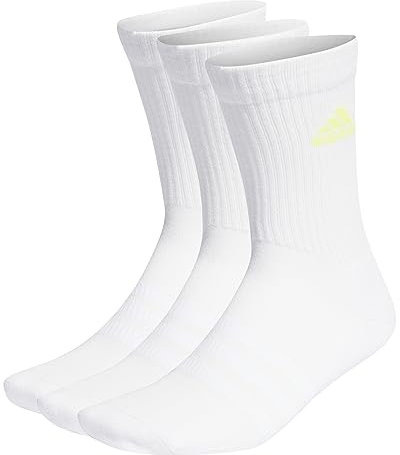 adidas Unisex Cushioned Crew Socks 3 Pairs, White/Lucid Cyan/Lucid Lemon/Lucid Pink, 42-45