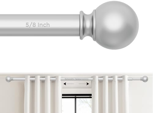 Silver Curtain Rods 48 to 84 Inches(4-7 Feet),5/8 inch Splicing Drapery Rods,Small Curtain Rods Set,Size: 36''-88'',Silver
