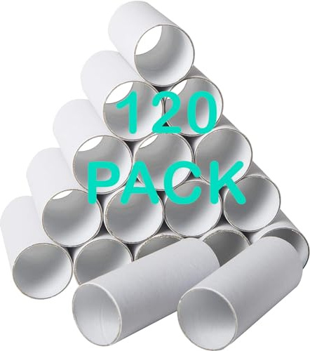 Bargain Paradise Confezione da 120 rotoli di cartone rotondi, tubi di cartone per artigianato, tubi di carta per artigianato, tubi di carta per artigianato, 4 x 9 cm, bianco