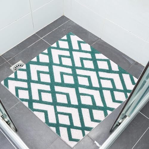 Duschmatte,Duschmatte rutschfest Kinder,Weich Komfort Sicherheits Duscheinlage,Antibakterielle Badematte mit Ablauflöchern,Maschinenwaschbar Badewannenmatte Quadratisch rutschfest,60x60cm(Rhombisch)