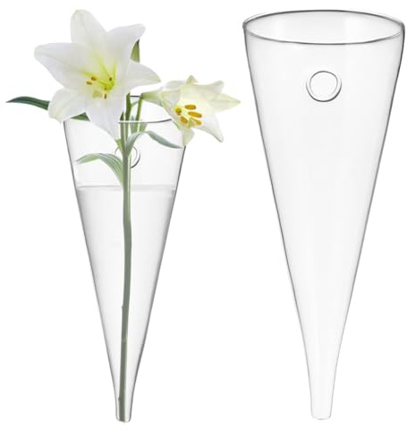 Cabilock Wall Planter Propagation Stations, Clear Glass Wall Hanging Plant Terrarium, Circular Cone Propagation Vase for Hydroponic Plants Flowers, Bathroom Home Office Living Room Decor