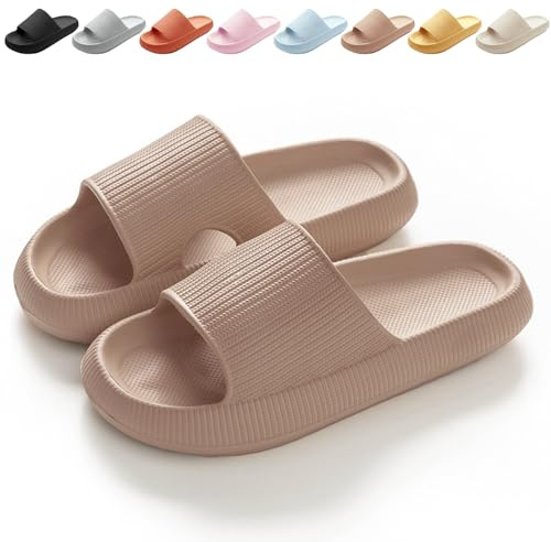 BHFRGAS Sliders Cloud Slippers Women Men，Non-Slip Mens Womens Slippers Cloud Sliders，Soft Flip Flops with Thick Sole for Shower Bathroom Pool Beach