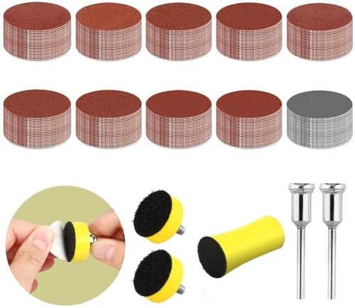 200 Pièces Disque a Poncer, 25mm Disque Poncage avec Bloc de Ponçage Manuel, Disque Abrasif, Papier a Poncer Carrosserie pour Bois Métal Miroir Bijoux Polissage