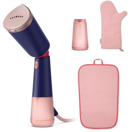 Philips Stiratore a Vapore Portatile Serie 5000 - Testa Pieghevole, 1400W, Pronto in 35s, Erogazione 24g/min, Sicuro su Tutti i Tessuti, Serbatoio Extra e StyleMat Inclusi (STH5030/20)