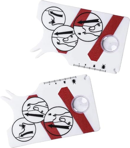 Viojrlly 2-Teilige Zeckenkarte, menschliche Zeckenkarte mit Lupe zur schnellen und schonenden Entfernung von Zecken bei Haustieren oder Menschen