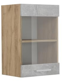 Vicco Küchenglashängeschrank R-Line, Glashängeschrank, Beton, 40 cm