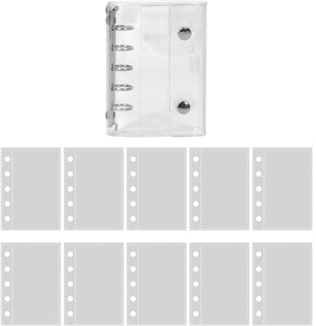 Anteckningsbokspapper Med Genomskinligt PVC-Fodral 5-Ring Löst Linjerat | Pyssel För Födelsedagskalas Flygresa Resor Konst Scrapbooking