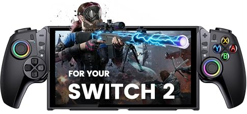 ALEEMTRY Switch Controller Handheld für Switch 2 Konsole, Kabellose Bluetooth Großer Griff Controller Switch 2 mit RGB Hall-Effekt Joysticks/1000mAh Akku/Turbo/Dual Vibration/Makro-Rücktasten