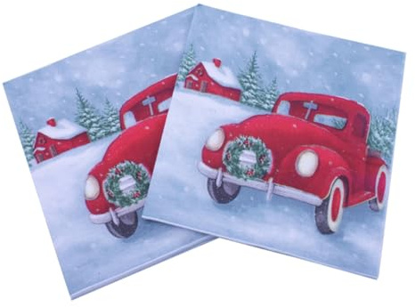 NIYANGLE 100pezzi Tovaglioli di Natale di Carta Tovaglioli Natalizi Stampati Articoli Natalizi per Party