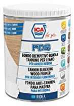Ica For You FDB00 - Fondo Riempitivo Alta Copertura Blocca Tannino All'Acqua per Legno, Vernice per Interni e Esterni, Bianco, 0.75 L - FDB00-0075