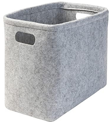 luxdag Cesta de almacenamiento de diseño prémium de fieltro, toallas, periódicos, pañales, discreta y elegante, soporte para papel higiénico para 4 rollos (L, gris claro jaspeado)