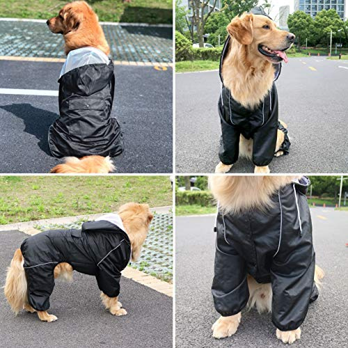 Idepet Impermeabile per cani con cappuccio e foro per collo, poncho impermeabile per pioggia per cani Giacca per pioggia riflettente per cani Felpe con cappuccio antivento