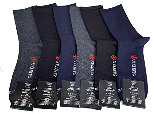 Lucchetti Socks Milano 6 PAIA calze da uomo SANITARIE caldo cotone invernali senza elastico taglio laser rimagliate Made in Italy (IT, Numero, 40, 46, Regular, Regular, Set Dark)