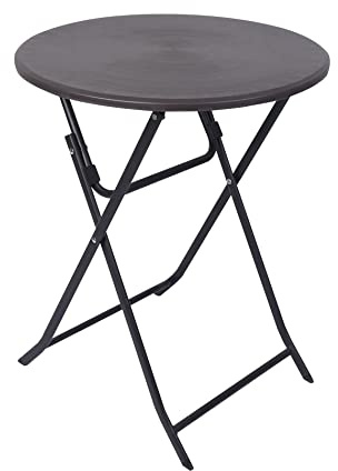 Rebecca Mobili Mesa Plegable de Exterior, Mesa de Balcon Redonda, Acero Hdpe, Gris Negro, Muebles de Jardin Bistro - Dimensiones AxANxF: 74 x 60 x 60 cm - Art. RE6704