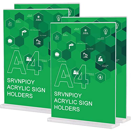Srvnpioy A4 Ständer Tischaufsteller Aufsteller aus Acryl (4 Stück) T-Form, Klare Tischständer A4-Menühalter für Tische, Kunststoff Werbeaufsteller A4 für Restaurants, Hotels, Schulen, Büros