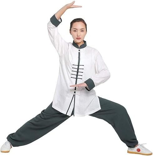 Tai Chi Uniform, Martial Arts Kung Fu Uniform Tai Chi Clothing Women,men Tai Chi Clothing Uniform Linen Long Sleeve Tai Chi Taekwondo Yoga Suit Wing Chun Zen Meditation Kung Fu Tai Chi Suit ( Color :