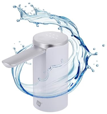 NK Dispensador de Agua con Pantalla LED - 4 Volúmenes de Dispensación 200/600/800ml/continuo, 1200mAh, Control Táctil, Garrafas y Botellas 1.5L, 5.7L, 10L, 11.3L, 15L, 18.9L - Color Blanco