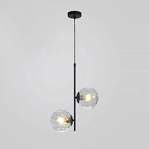 KSHSAA Luces Colgantes de Globo de Cristal E27 Araña de Techo de racimo Interior 2 Luces Lámpara Colgante Cocina Isla Comedor Sala de Estar Iluminación Colgante Altura Ajustable