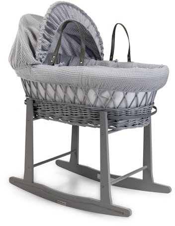 Clair de Lune Moses Basket and Stand, Grey, 68 x 30 cm