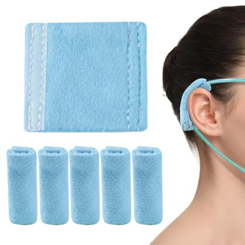FERCAISH Lot de 6 coussinets d'oreille bleus pour canules nasales, tube à oxygène, protège-oreilles, canule nasale, coussinets d'oreille pour lunettes de nez, thérapie respiratoire, accessoires