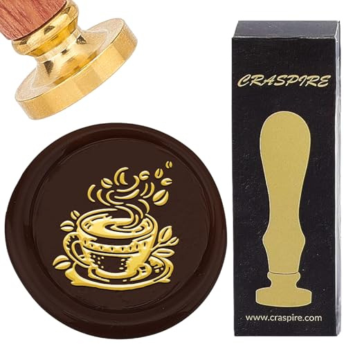 CRASPIRE Kaffe vax försegling stämpel bröllop vintage avtagbar mässing försegling stämplar 25 mm trähandtag för kuvert inbjudningar dekorativt korttillverkning gör-det-själv hantverk bröllop gåva