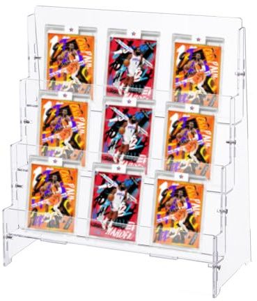 Dicosmetic Espositore per Carte da Collezione a 3 Ripiani in Acrilico Trasparente, Porta Carte da Collezione Portatile, Espositore Pieghevole per Carte da Gioco, Organizzatore per Carte Sportive per