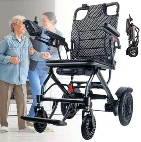 Sedia a rotelle elettrica, sedia a rotelle motorizzata pieghevole e leggera per adulti, sedia a rotelle elettrica portatile da 360 W, con batteria rimovibile, adatta a tutti i terreni