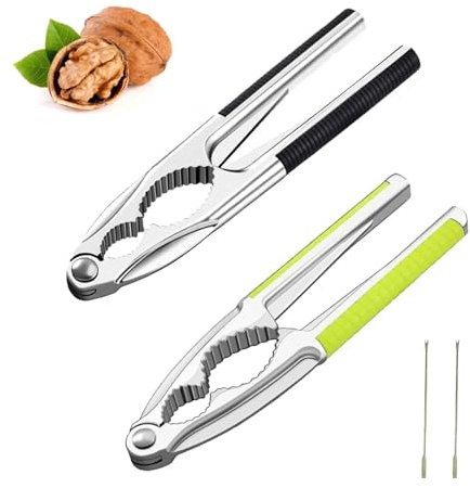 Kiuiom Cascanueces de Metal Traer Agujas de Nuez,Abre-nueces de Metal,Alicates Romper Nueces,Cascanueces Acero Inoxidable,Multifuncional para Todo Tipo de Nueces,Langosta,Cangrejo,4 Piezas