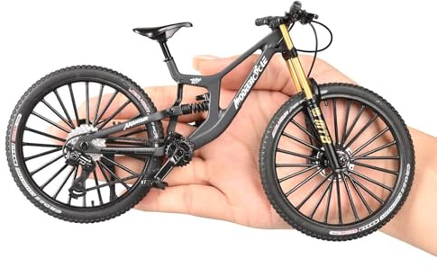 Generisk fingercykelmodell, 1:10 mountainbikemodell leksak, fingermountainbike modeller ornament, miniatyr fingercykel, mini Bend cykelmodeller (grå)