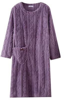 Plysch fleece nattlinne för kvinnor Storbritannien – fluffiga morgonrockar varma och mysiga – långärmad husklänning långärmad nattlinne med fickor luddiga morgonrockar plus size vinter badrock pyjamas