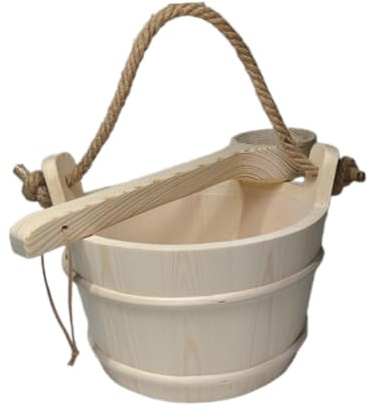 Gcljlmy Seau de sauna et louche de 6 l avec poignée, récipient de rangement multifonction pour accessoires de sauna pour salle de bain, spa, piscine à domicile