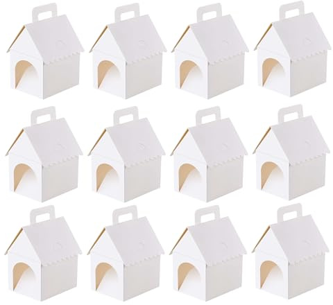 Lådor – 12 delar hantverkssats för vikning och målning med bärhandtag | 10 x 12 x 18 cm gör-det-själv djuradoption festtillbehör för tårta, snacks