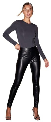 Roman Faux Leather Trousers for Women UK Ladies Mat Legging Jegging Pants High Waisted Pull On Waterproof Wet Latex Imitation Coated Stretchy Jeans Tight Slimming PU