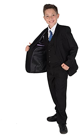 Cinda Boys Formal Black Suits Wedding Pageboy Party Prom 5 Piece Suit