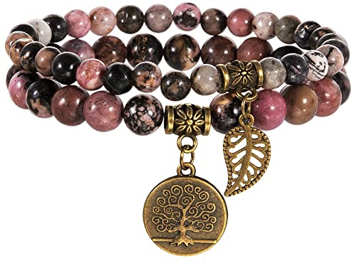 Farfume Chakra Bracelets for Women - Crystals Bracelet Double Set | Natural Gemstones, Yoga Reiki, Bead Bracelets, for Womens Men, LifeTree, Size 17-18.5-21 CM
