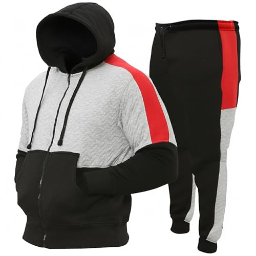 Love My Fashions® Mens Tracksuit Full Set 2 Piece Sweatsuit Athletic Hooded Tracksuits Full Zip Activewear Suit Running Bottoms
