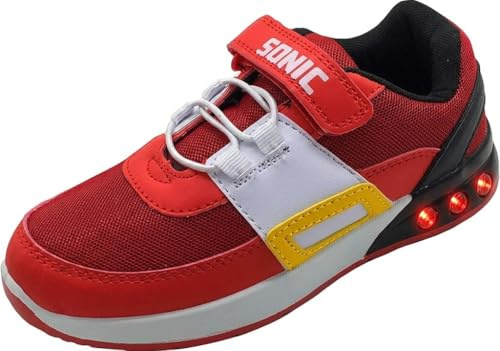 Sonic The Hedgehog, Boys or Girls Trainers with Flashing Lights, Red, Size 13