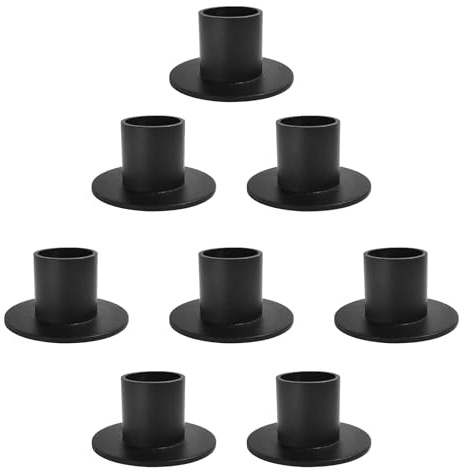 Gute Taper Candle Holder, Candle Holders for Pillar Candles, Matte Black Candlestick Holder Centerpieces for Home Decoration, Wedding Anniversary, Party, Housewarming Gifts,Set of 8,Round