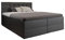 KEF Malaga Boxspringbett 160x200 cm - Bett mit Matratze und Topper - Doppelbett mit Bettkasten - Polsterbett mit Kopfstütze - Bonell-Matratze H3 - Schwarz Kunstleder
