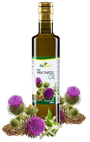 Biopurus Premium Milk Thistle Seed Oil 500ml, Cold Pressed Silybum Marianum with Naturally Occurring Silymarin, Plant Based Oil, Detoxifying, Liver Health, Culinary & Cosmetic Use, Non-GMO