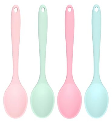 HSIXHAF 4 PCS Cucchiaio Silicone,Mestolo Cucina Silicone,Cucchiaio Plastica Resistente a 500°F,Mestolo Silicone Grande Mestolo Cucina，Mestoli Cucina Miscelazione Agitazione,Mestoli Silicone Cucina