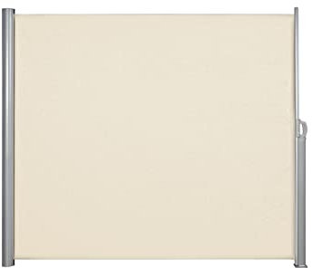 Home Trends® Toldo lateral de 180 x 400 cm, color beige, extensible, poliéster de 280 g/m², protección contra el viento y la privacidad, marco de aluminio para balcón, jardín, terraza